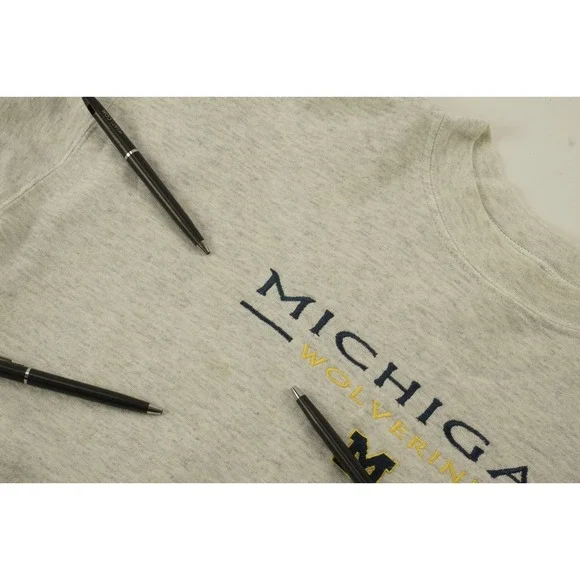 Vintage Michigan Wolverines College Football Sweatshirt Womens Medium Ivory Gray - Picture 14 of 14